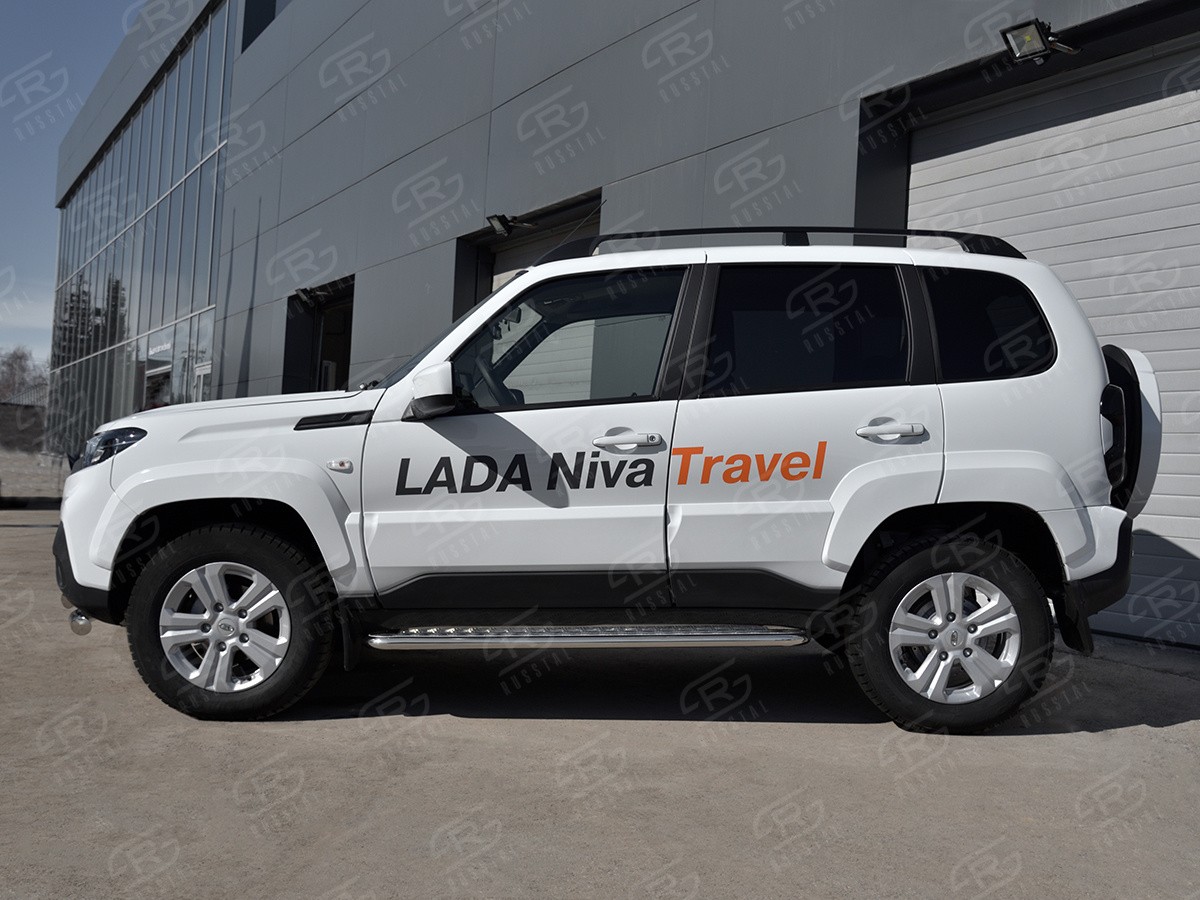 Пороги RUSSTAL труба d42 с листом для Лада Niva Travel (Lada Niva Travel),  с 2021 по 2023 г. (арт. LNTL-0035621) Нержавеющая сталь - купить в  интернет-магазине ZERTZ.RU (код )