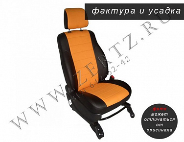 Чехлы из экокожи чёрно-оранжевого цвета для Ситроен Джампер