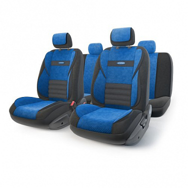 Авточехлы велюровые, модель 'MULTI COMFORT' черно-синего цвета AUTOPROFI для Для всех авто  MLT-1105 BK/BL (M)