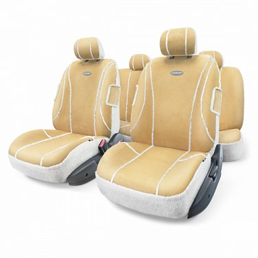 Авточехлы SHEEP SKIN беж./белого цвета AUTOPROFI для Для всех авто  SHP-905 BE/WH (M)