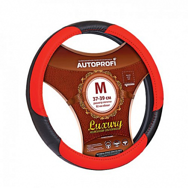 Оплетка руля из натуральной кожи для Для всех авто  AP-1010 BK/RD (M)